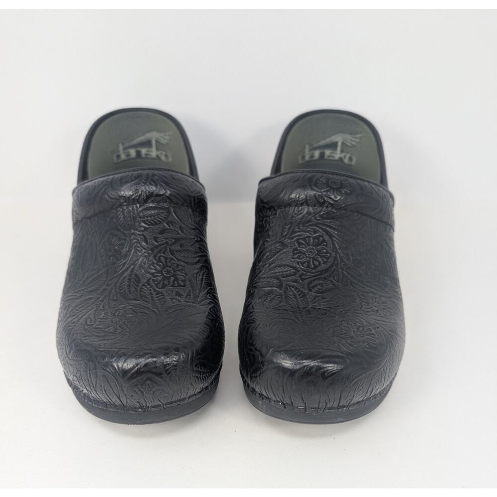 Dansko XP 2.0 Black Floral Tooled Clog Women's Size EU 41 US 10.5-11 Leather